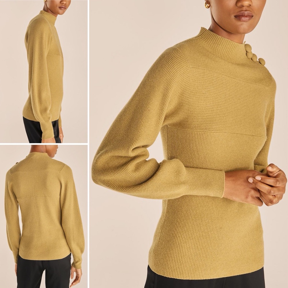 Rebecca Taylor Rib Mock Neck Olive Sweater (size M)
